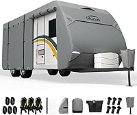 Vista 8 de Cubierta desplegable para cámper de 8 a 10 pies, 7 capas impermeable, cubierta de remolque plegable anti-UV, cubierta de caravana para autocaravana