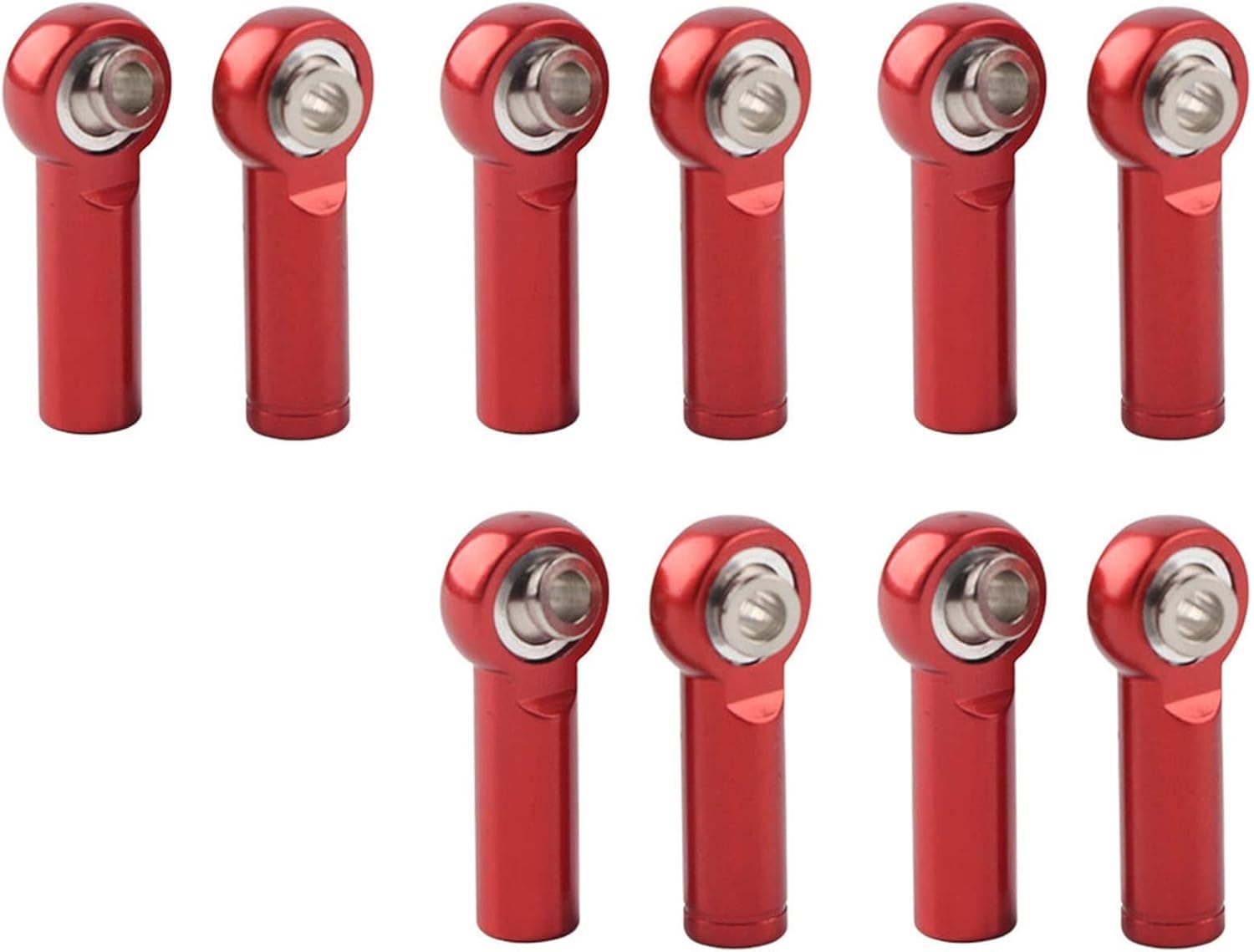 HERCHR RC Car Rod Ends, 10Pcs Aluminium Alloy Metal Link Rod End, M4 Ball Joint Head for 1/10 Model RC Crawler Car Accessories(Red)