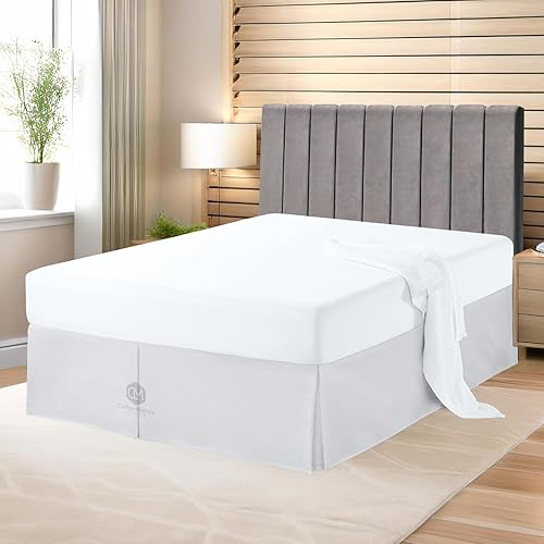 Miniatura 7 de Cotton Metrics Linen Falda de cama de algodón egipcio 100% de calidad hotelera de 800 hilos, longitud de caída de 16 pulgadas, tamaño King, color