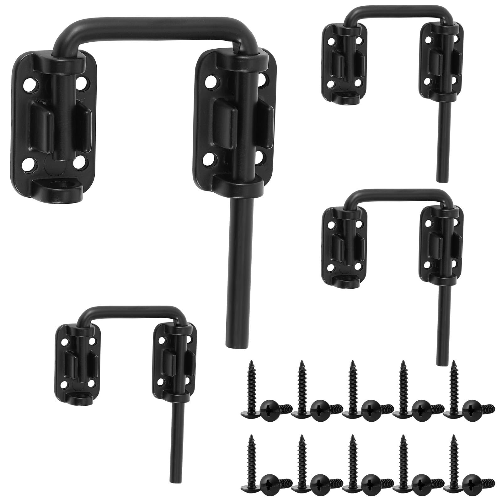 Hicarer Sliding Door Lock Glass Door Latch Safe Secure Drop in Lock Security Door Loop Lock 2 in for Sliding Glass Patio French Screen Door Storm Door Security(4 Pcs)