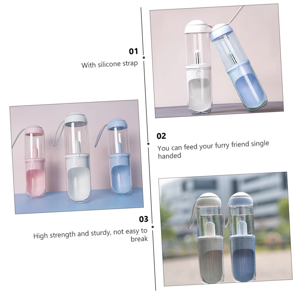 ERINGOGO Borraccia per Cani e Gatti 330ml, Portatile da Viaggio, ABS PC Silicone, Operazione Mano, Antipolvere, per Uscite