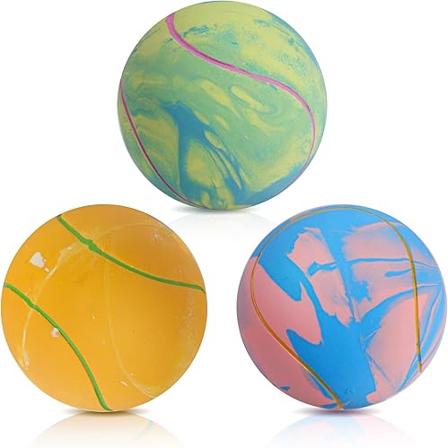 SCHITEC Juguetes de pelota chirriante para perros, pelotas de tenis interactivas para jugar, juguete de látex de goma para mascotas para perros de