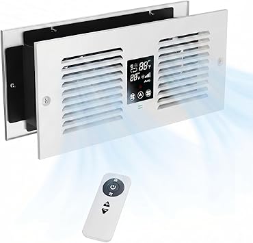 Room to Room Air Transfer Fan with Remote, 300 CFM Through Wall Vent Fan with Temperature Control, Hardwired Room to Room Fan for Kitchen, Wood Stove & Laundry Fits 3.8"-7.4" Walls