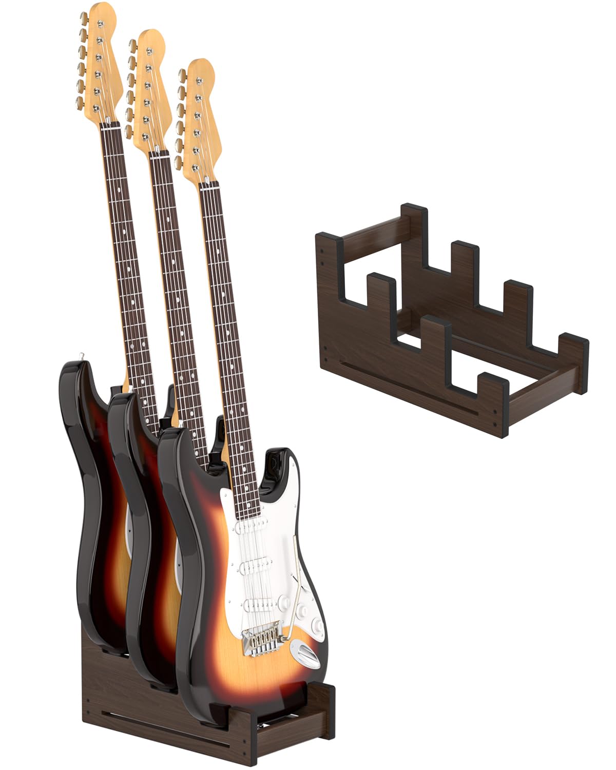 APPASO 3 Guitar Rack, Solid Pine 3 Wooden Guitar Stand, Portable Electric Guitar Stand Floor