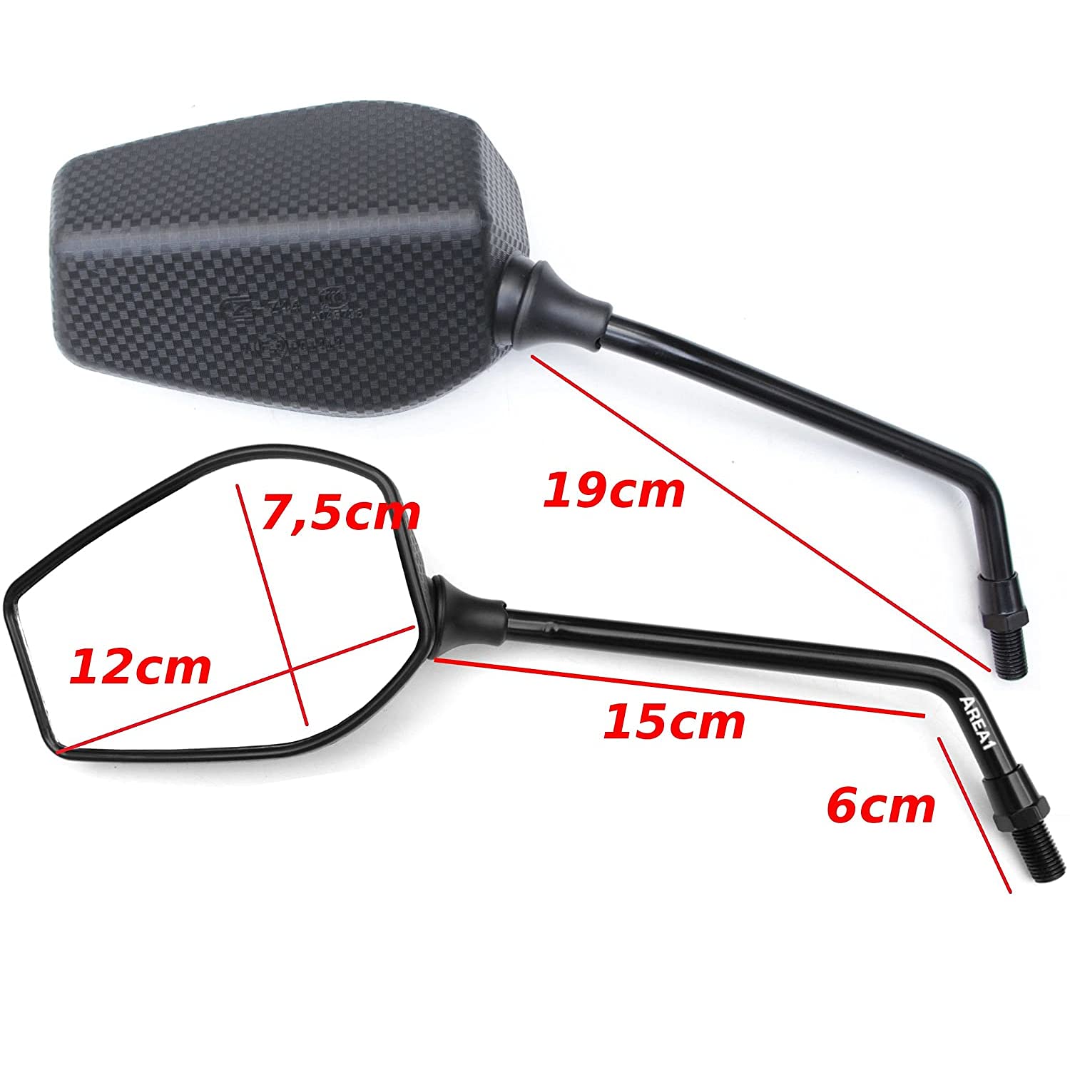 Specchietti Retrovisori Per Moto Omologati ECE - Coppia Universale M10 Destro, Design Sportivo - Foto 4