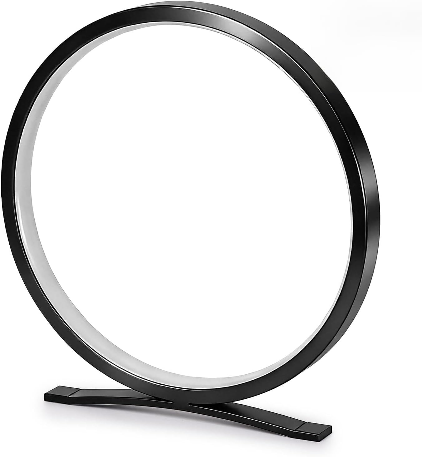 Modern Circle Table Lamp, Dimmable LED Nightstand Lamp with On/Off Switch, 3 Color Temperatures, Minimalist Desk Lamp for Bedroom, Living Room, Office, Home Decor (Black)