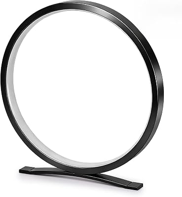 Modern Circle Table Lamp, Black | Dimmable LED, 3 Color Temperatures, On/Off Switch, Minimalist…