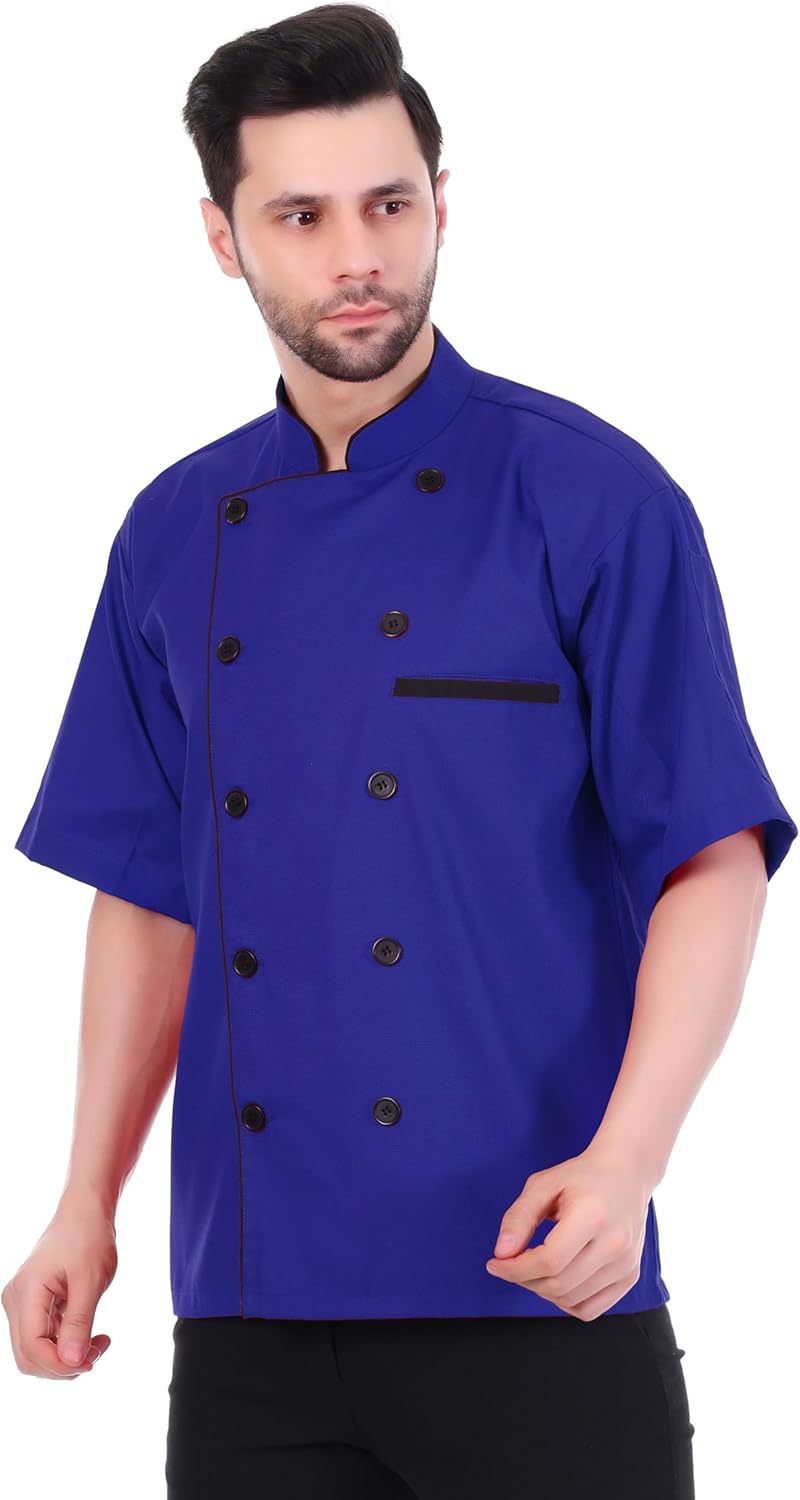 ST-11 Half Sleeves Black Piping Chef Jacket | Chef Coat | Chef Uniform for Men | Chef Dress for Kitchen