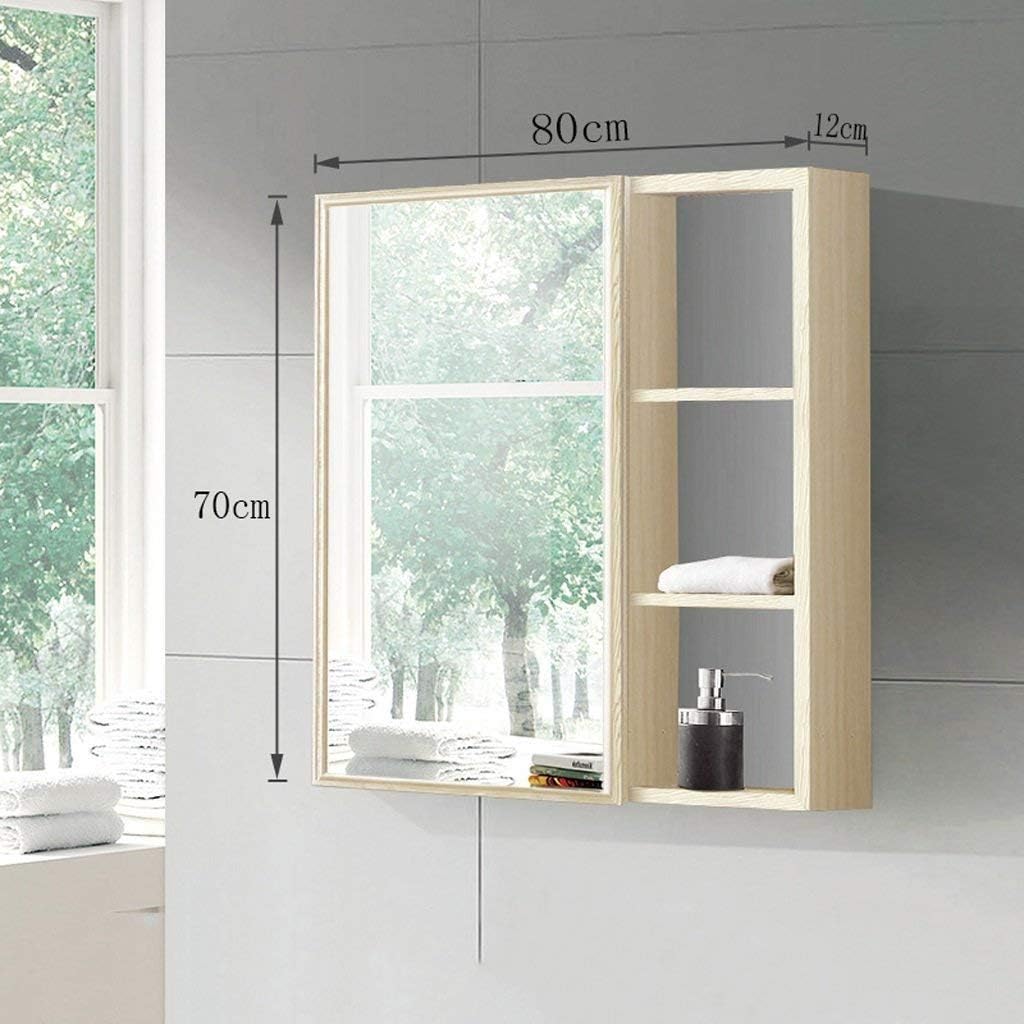 Bathroom Cabinet Mirror Locker Wall Hanging Toilet Mirror Cabinet Storage Mirror Box (Color : White Size : to The Left) Pink