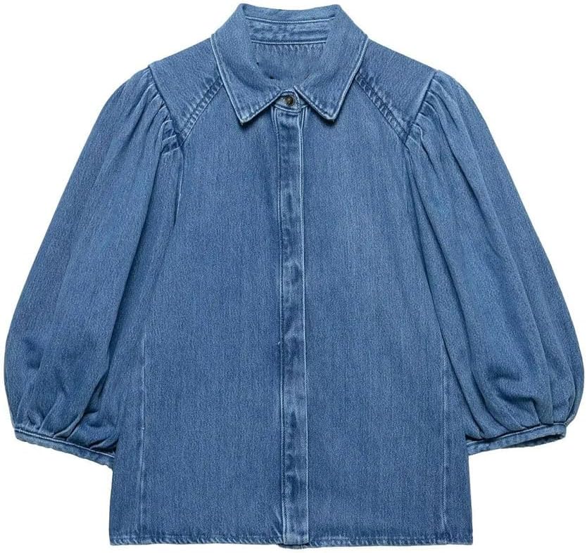 Women's Pleated Denim Shirt