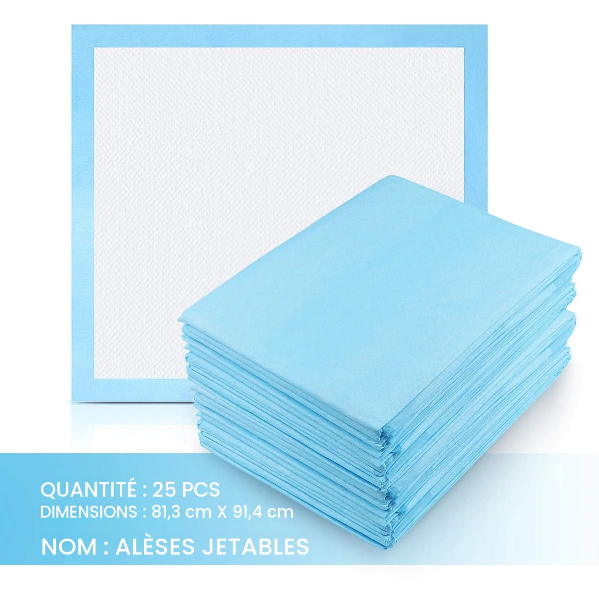 Alèses jetables 25 pièces 80x90cm Bleu 6 Plis, absorbance, Alèses de Protection de literie Alèses De Protection Jetable Incontinence Ultra Absorbantes