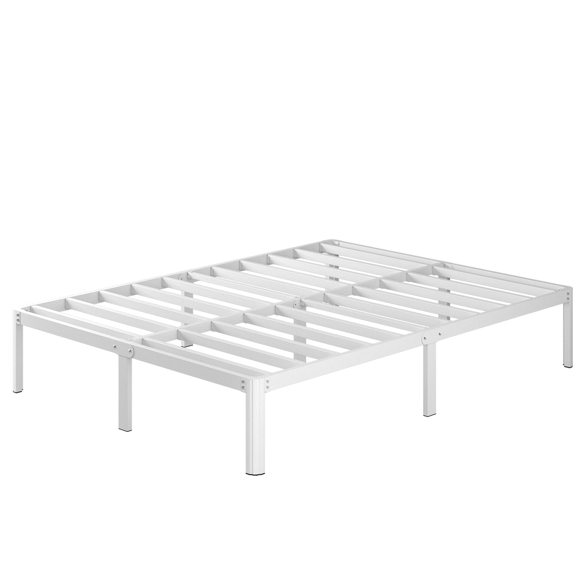 Cama de Metal 180 x 200 cm con Somier de Láminas, Blanco