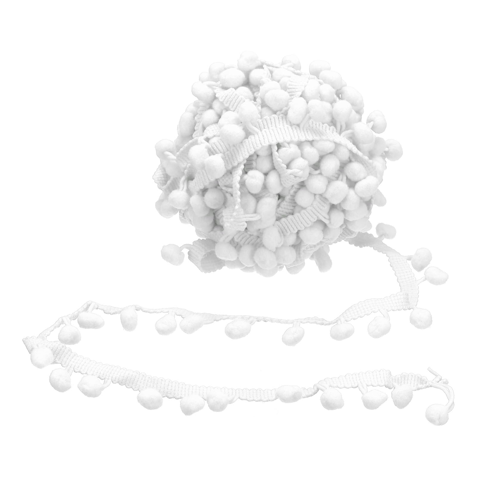sourcing map 8 Yards Pom Poms Trim 0.39" Wide Pompoms Balls(White)
