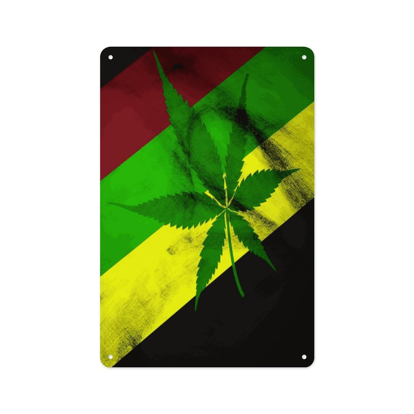 Fekiloot Style Jamaica Flag Leaves Wall Decor Metal Signs Tin Signs Poster