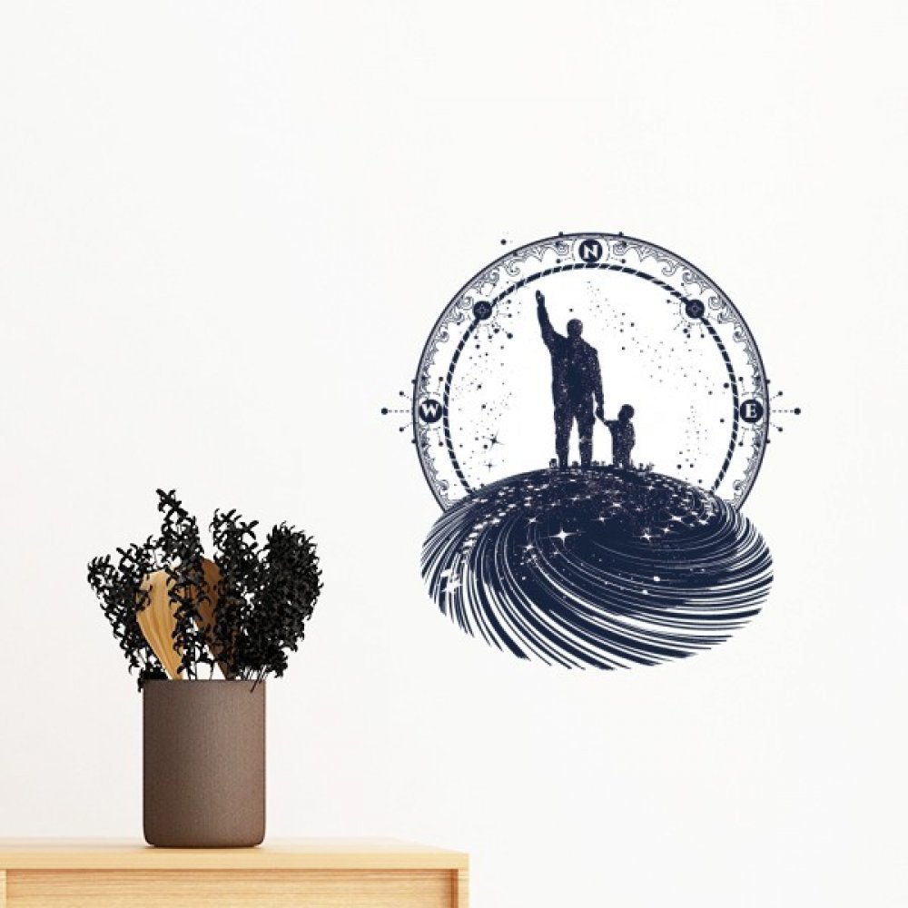 Autocollant géométrie étoiles amovible grand format 100cm pour mur