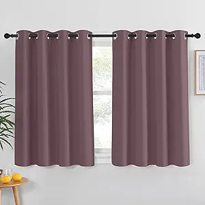 NICETOWN Short Blackout Curtains for Bathroom - Sound Reducing Window Treatment Thermal Insulated Grommet Vertical Drapes for Kitchen/Cafe/Nursery, Dry Rose, 1 Panel, W52 x L45