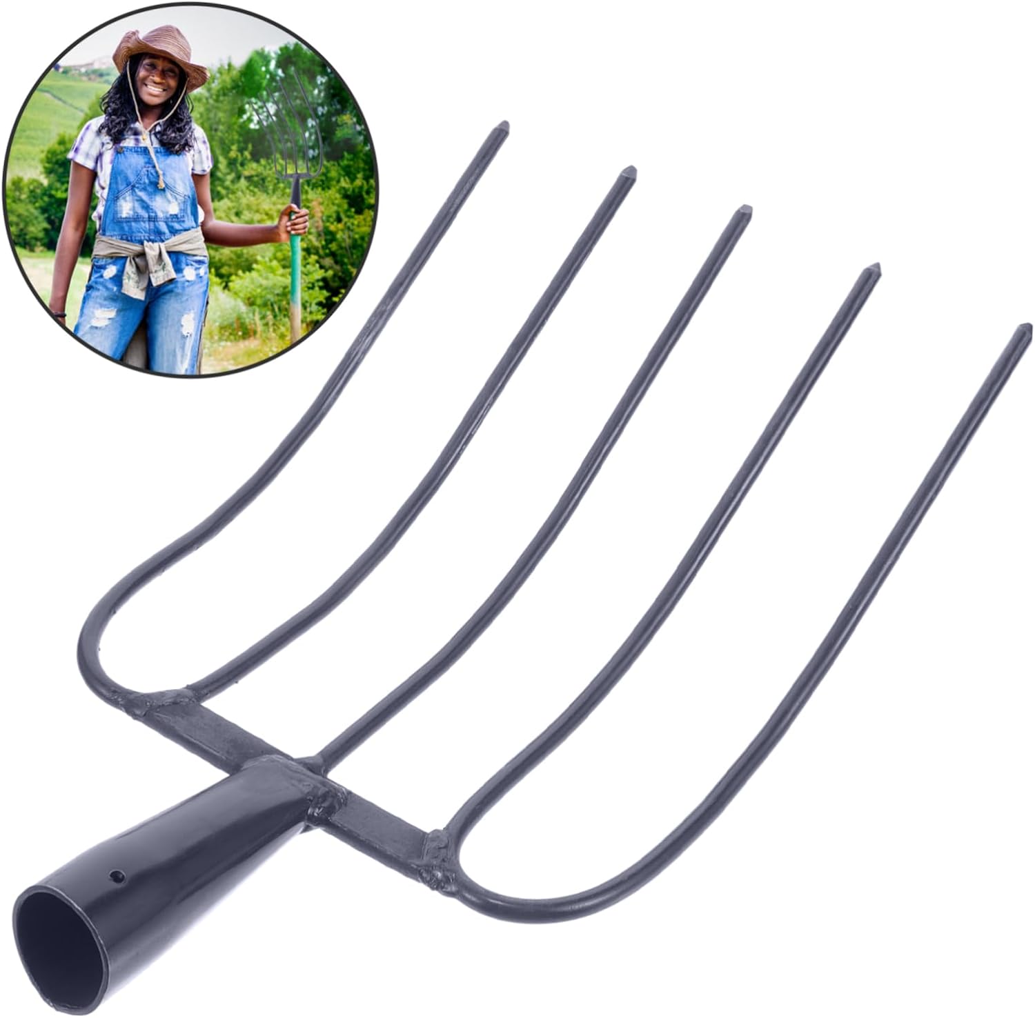 GANAZONO Multi-Functional Handheld Manure Fork for Efficient Farming and Lawn Maintenance Iron Construction for Easy Raking of Horse and Cow Manure for Agricultural Use