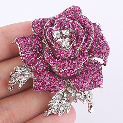 Image of EVER FAITH Women's Austrian Crystal Blooming Beautiful Rose Flower Brooch