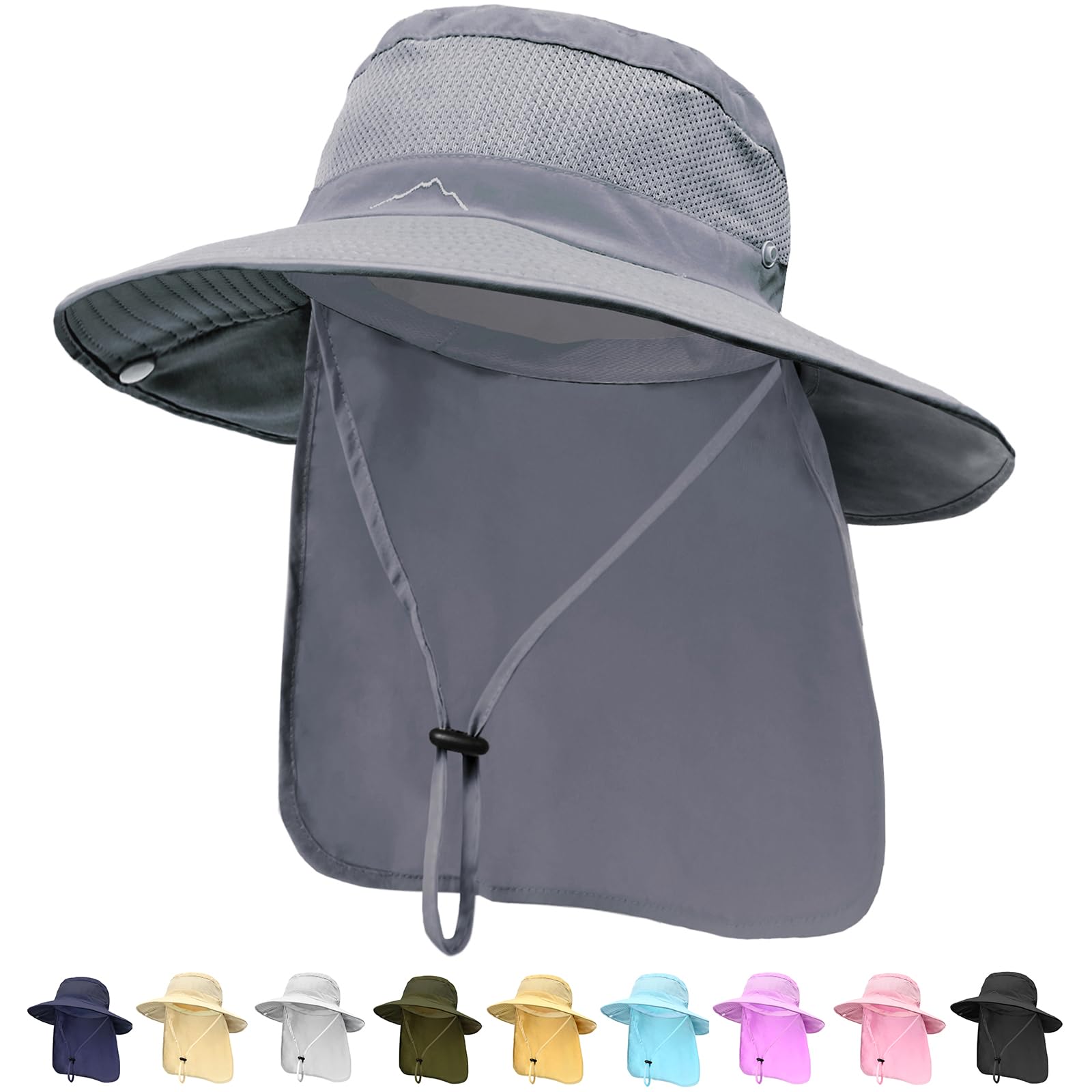 ZOORON Sun Hats for Men Women Fishing Hat with Neck Flap,UPF 50+ Sun Hat Waterproof Wide Brim Bucket Hats for Safari Hiking