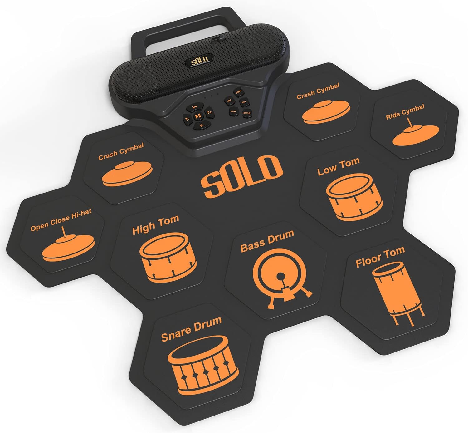 Electronic Drum Set Roll Up Practice Pad Drum Kit Portable Silicone with Headphone Jack Built-in Speaker Pedal Desktop Drum Gift