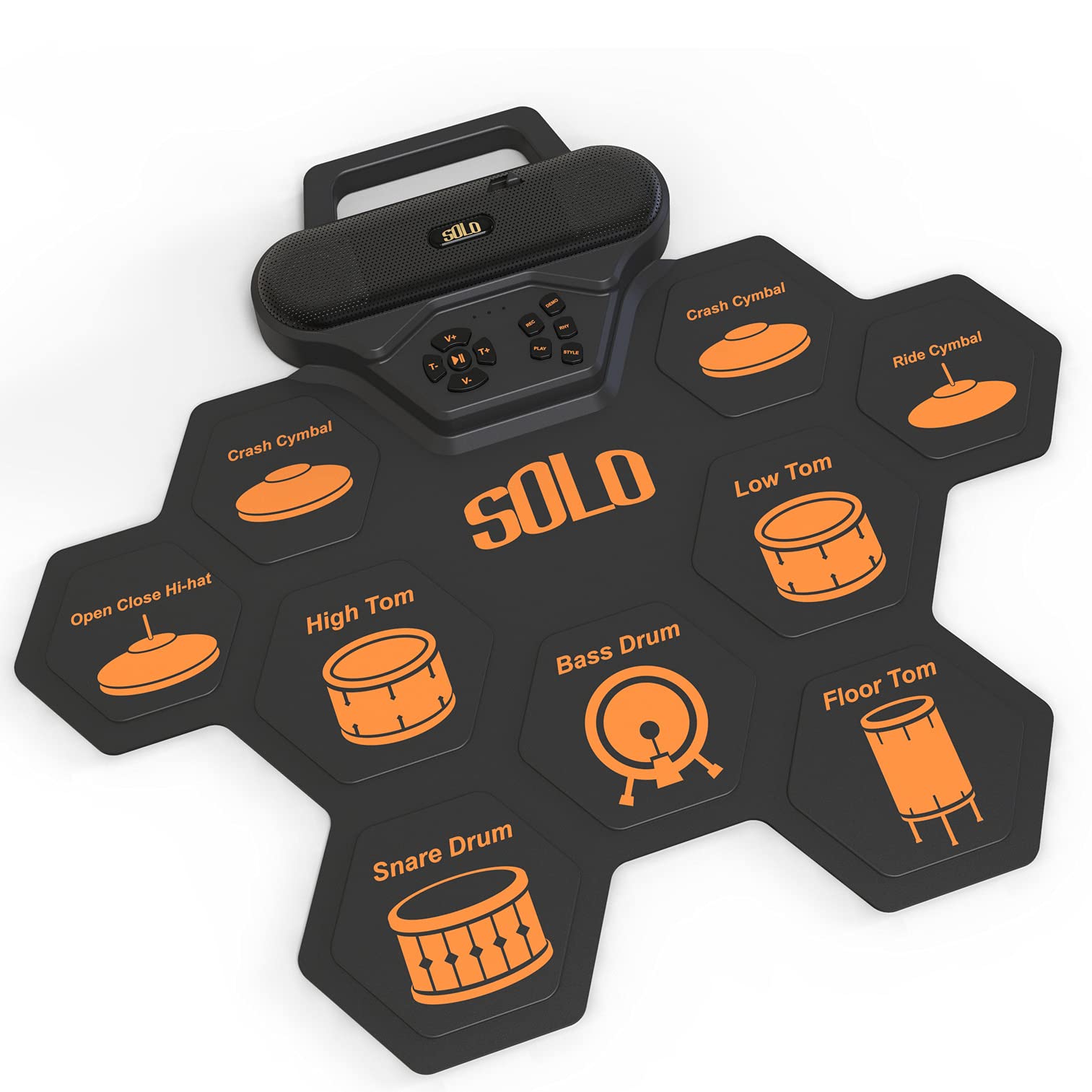 Jump Pad Instrument Rechargeable Silicone Drum Pad Roll Up Pad - 10 Pads With Sticks ...