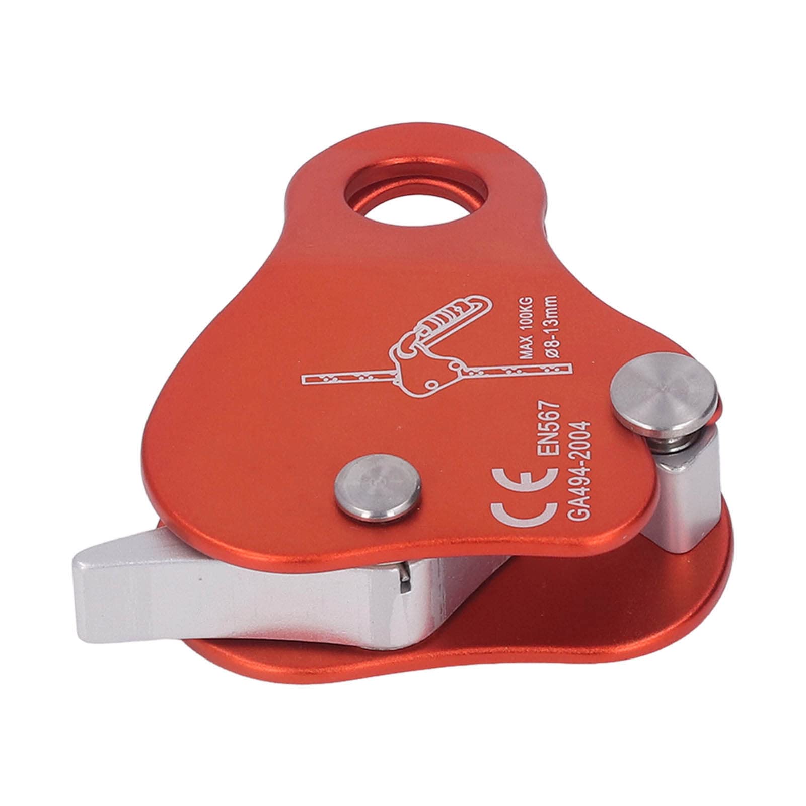 Kletterseilgreifer aus Aluminiumlegierung - Selbstsichernder Klettersteigklemme f¨¹r 8-13 Mm Seile, Professionelles Klettern im Freien, Orange Design, Sicherheitsklemme f¨¹r Outdoor Activities