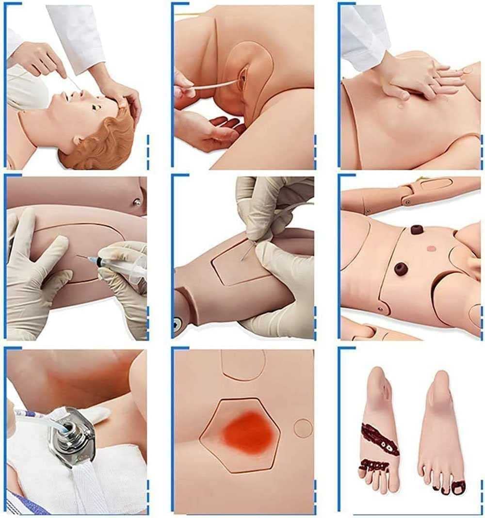 Demonstrations-Trainingspuppe, 170 cm, Lebensgroß, Ganzkörperpflege-Patientensimulator, Menschliches Modell Für Schulung, Unterricht Und Bildungsbedarf