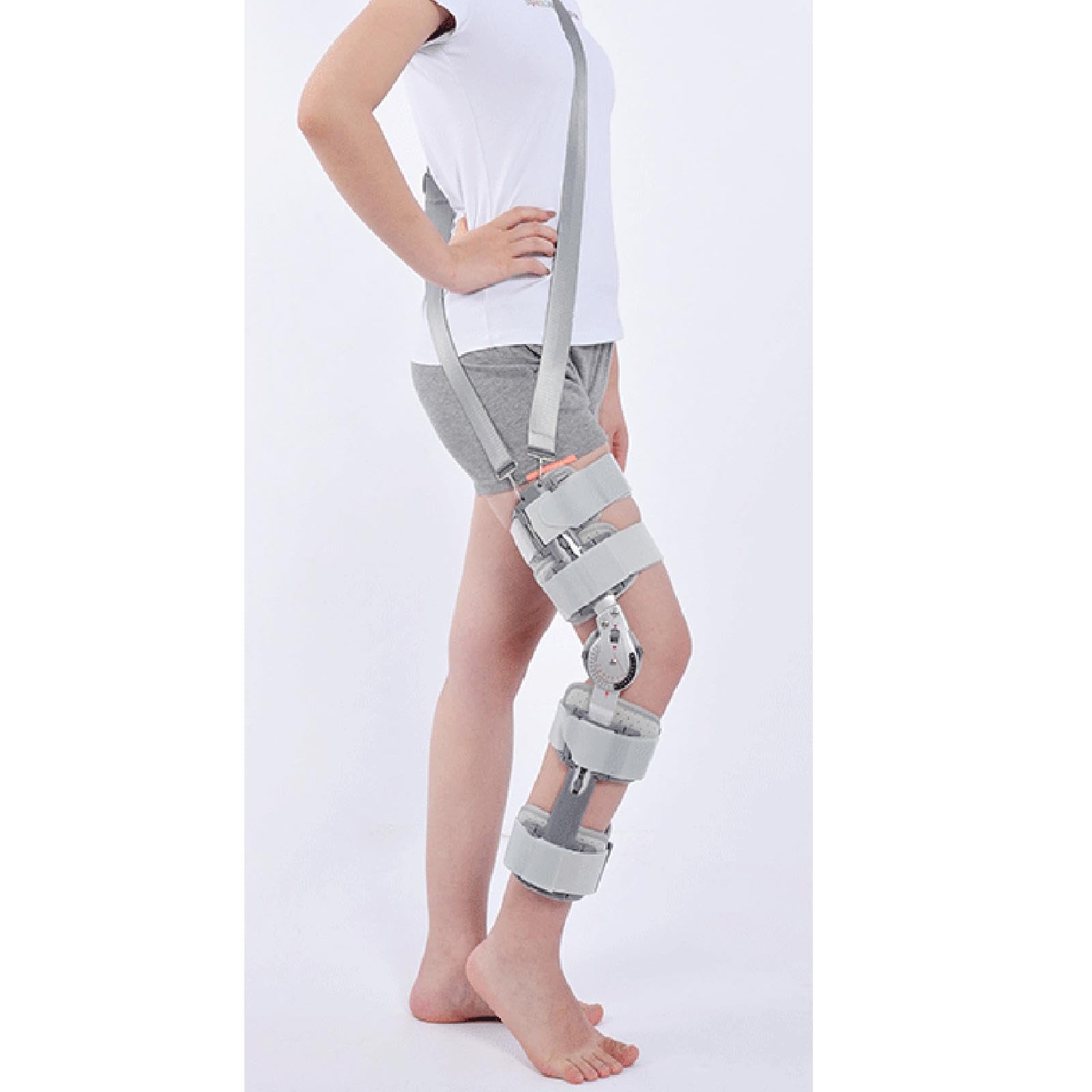 Rodillera ROM Ajustable con Bisagras, Color Gris, Rodillera Postoperatoria Unisex para Recuperación Después de Cirugía, Lesión de Ligamento Cruzado Anterior, Ligamento Cruzado Anterior y PCL
