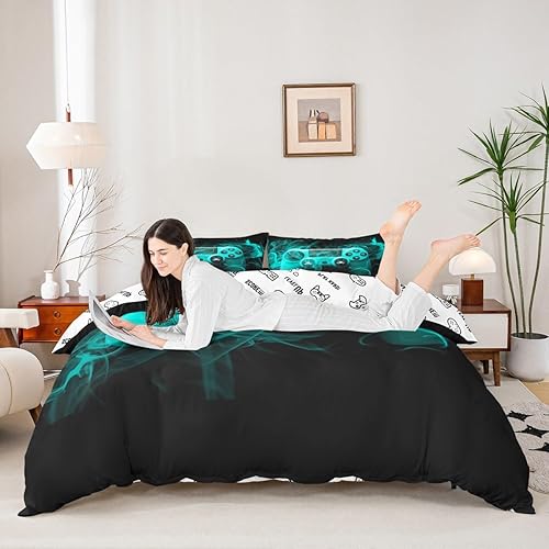 Vista 142 de Feelyou Juego de funda de edredón de vaca lechera, rosa y blanco, con estampado de fresa, vaca, para niños, adultos, kawaii, niñas, funda de edredón