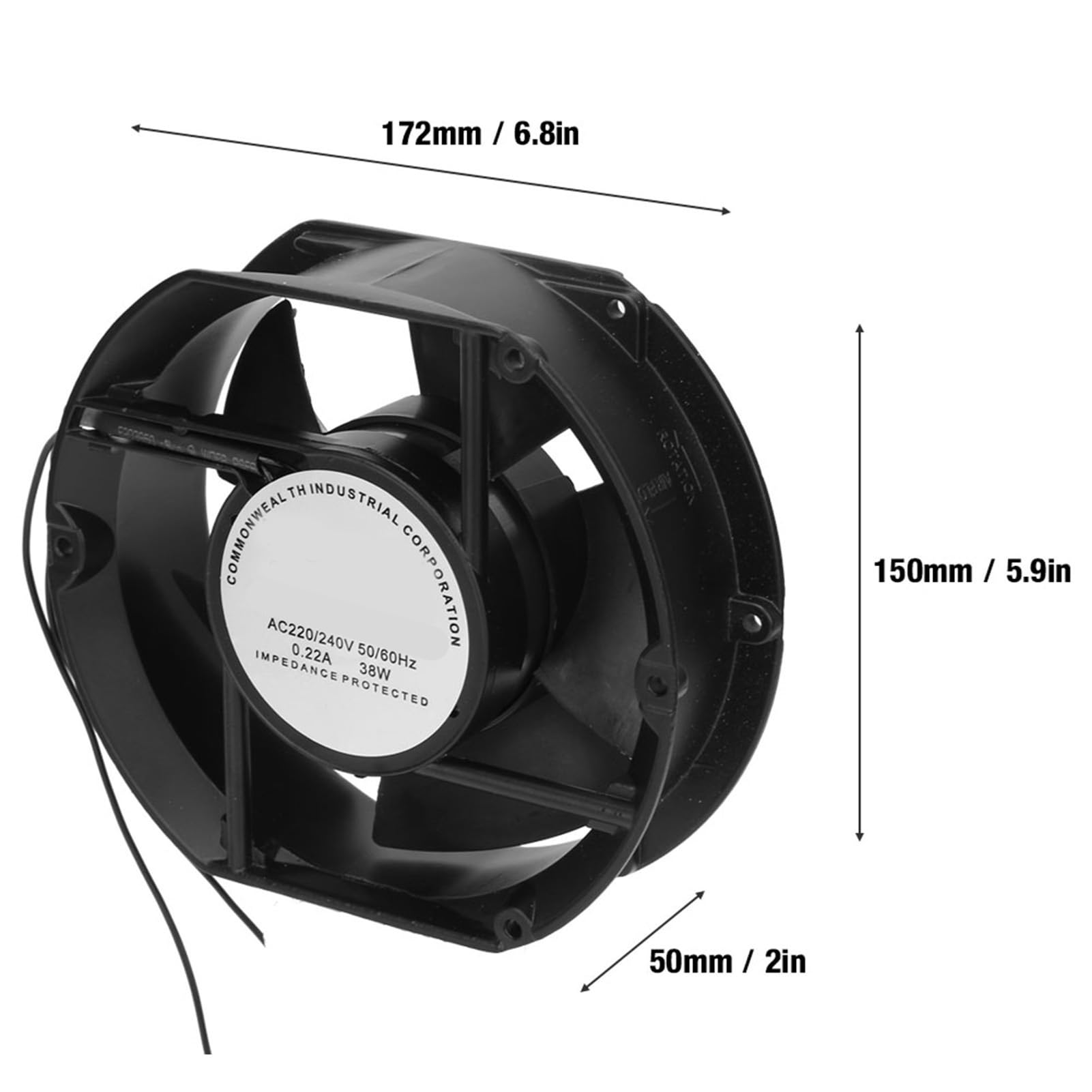 Ventilador Axial de CA AC220V 38W, Ventilador de Refrigeración con Rodamiento de Bolas Ovalado para Proyectos de Escape de Ventilación de Refrigeración DIY