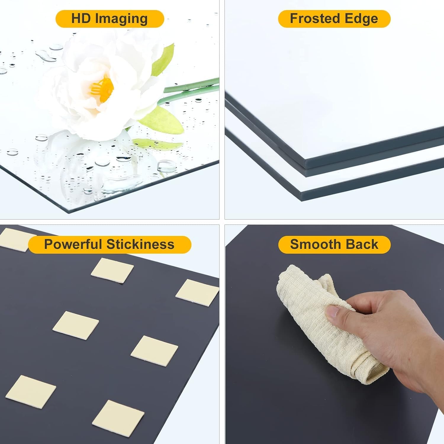 ZenStyle Glass Full Length Mirror Tiles, 14 Inch Frameless, Large Full Body Wall Mirror for Vanity, Bedroom, Living Room, Home Gym (16)