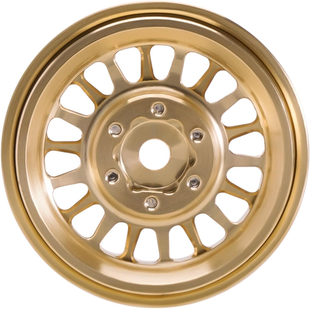 INJORA 1.0 Plus Brass Beadlock Wheel Rim for 1/24 1/18 RC Crawler TRX4M Ascent18 SCX24 FCX24 Upgrade(Brass)