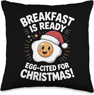 Christmas Breakfast Egg Funny Morning Outfit for Foodie Fans Throw Pillow