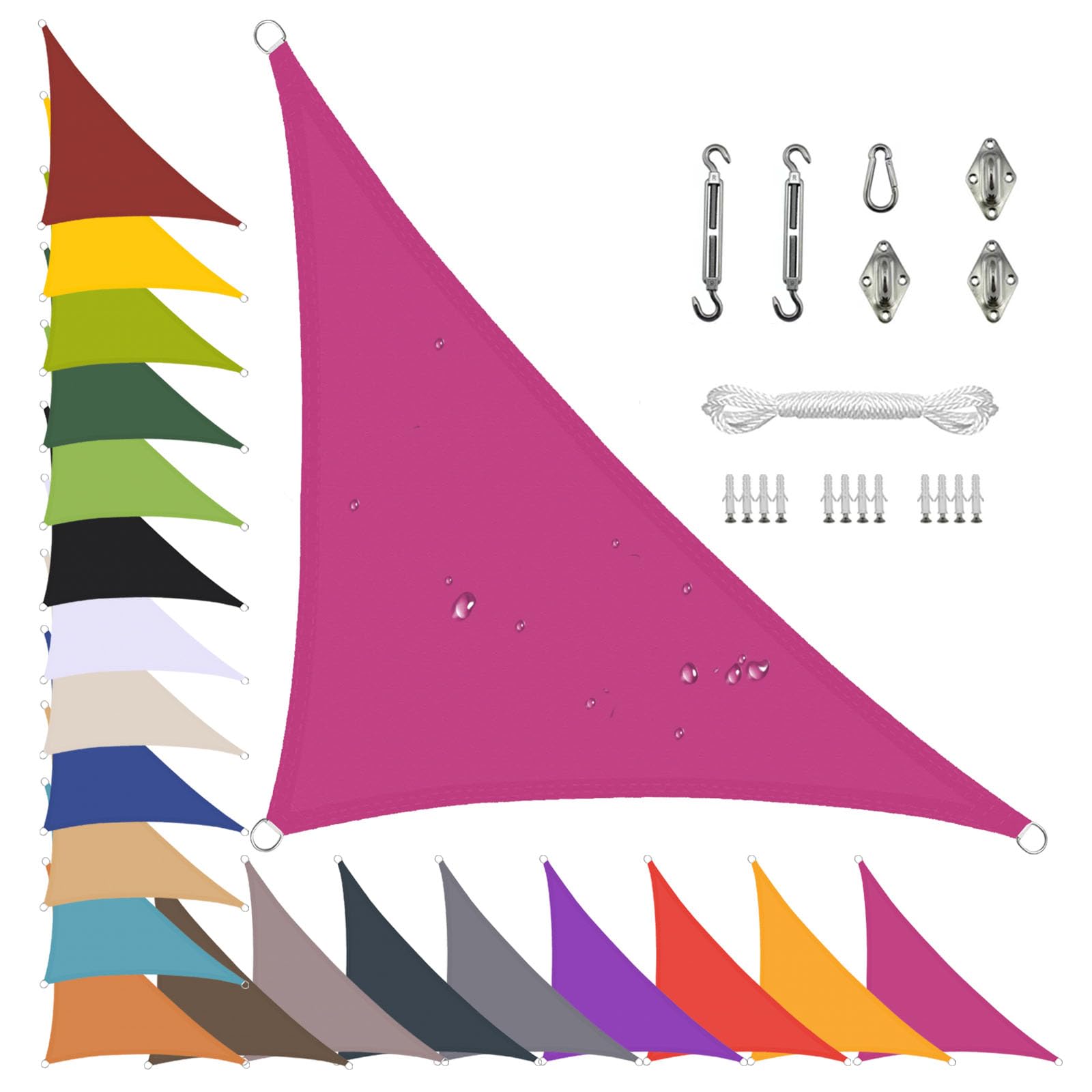Voile d'ombrage contre la chaleur et la pluie bâche imperméable rose 4x4x4m