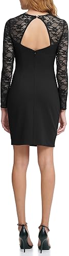 Miniatura 3 de GUESS Vestido tubo de encaje con corte de manga tres cuartos para mujer