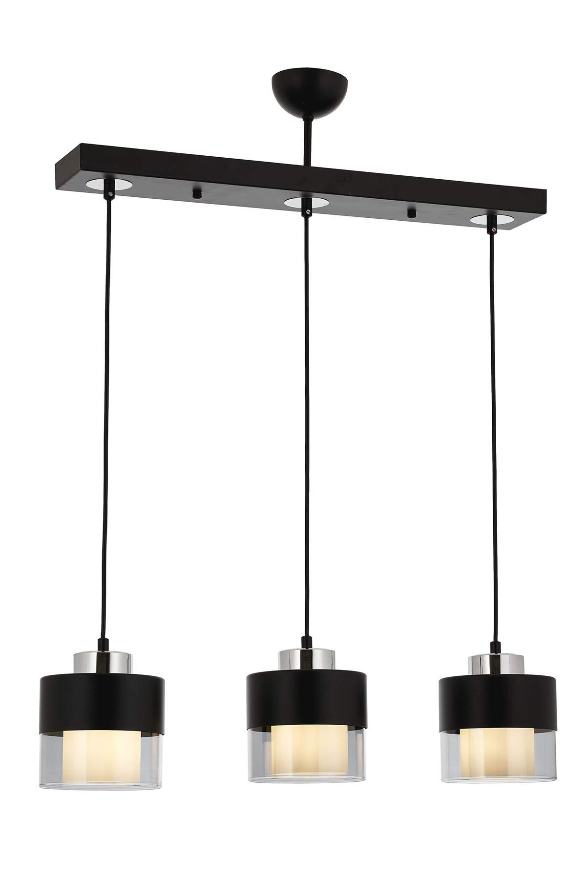 Avonni AV-60193-3Y-BSY Siyah Boyalı Modern Avize E27 Metal Cam 70x15cm