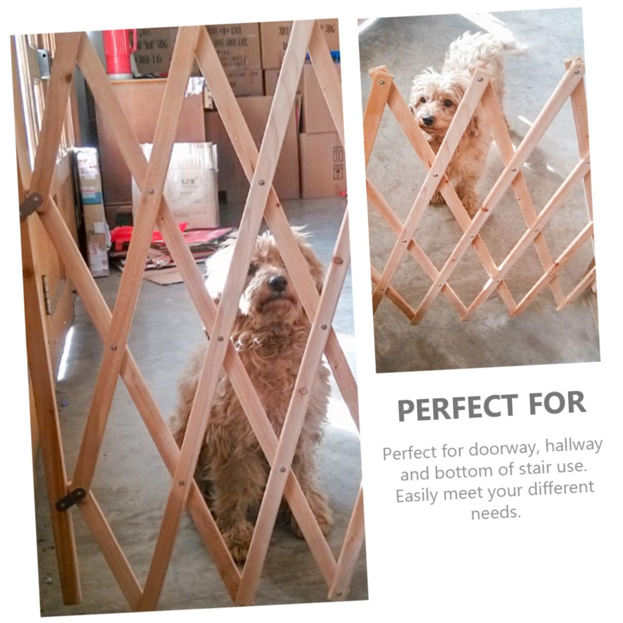 BESPORTBLE Puerta de Seguridad para Mascotas de Madera Fácil Desmontaje, Valla Protectora para Perros Adecuado para Escaleras y Uso Hogar