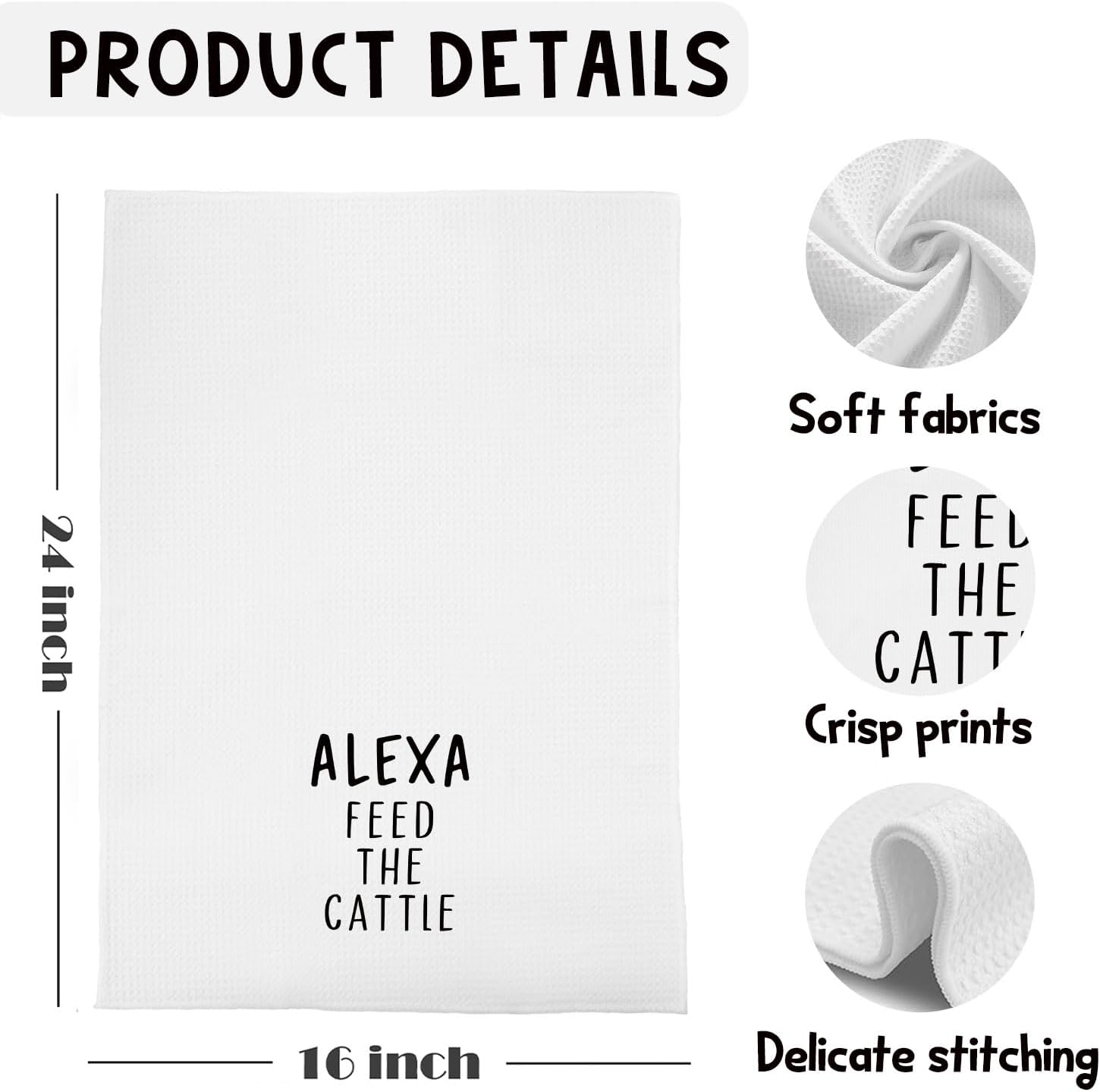 Hilarious Funny Kitchen Towels, Humorous Gifts for Women Men Dish Tea Towel, Feed the Cattle Sarcastic Decorative Hand Towels for Kitchen, 16x24 Inches image 5