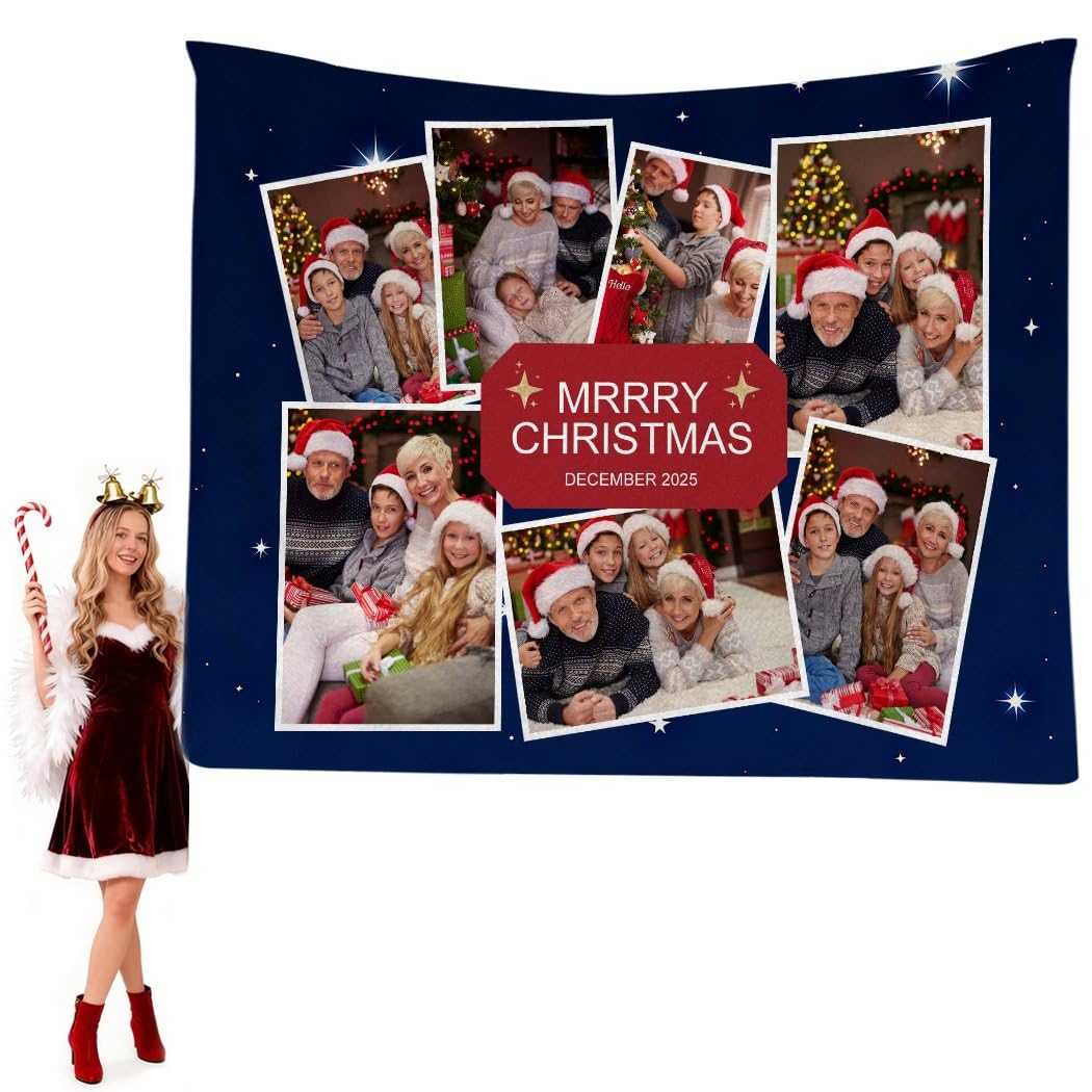 Manta personalizada con 7 fotos para los amantes de las mascotas, manta familiar personalizada para sala de estar o dormitorio, personalizada única para seres queridos