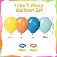 Vista 2 de Retro Blue Yellow Orange Balloons, 12 Inch here come balloons Blue and Orange Balloons for Fall Thankgiving Here Comes the Boy First Trip Around the