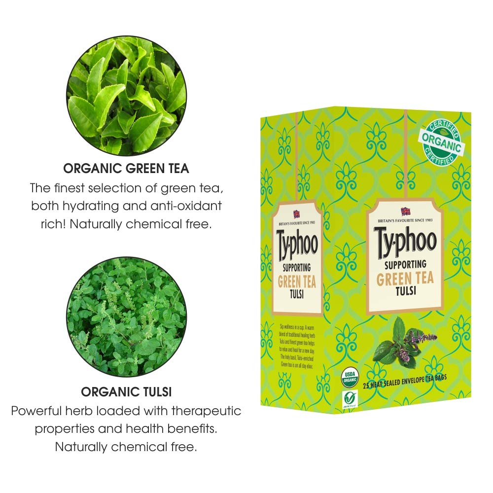 Ty-phoo Flurys Supporting Organic Green Tulsi 25 Tea Bags ,45 Grams - Image 8 thumbnail