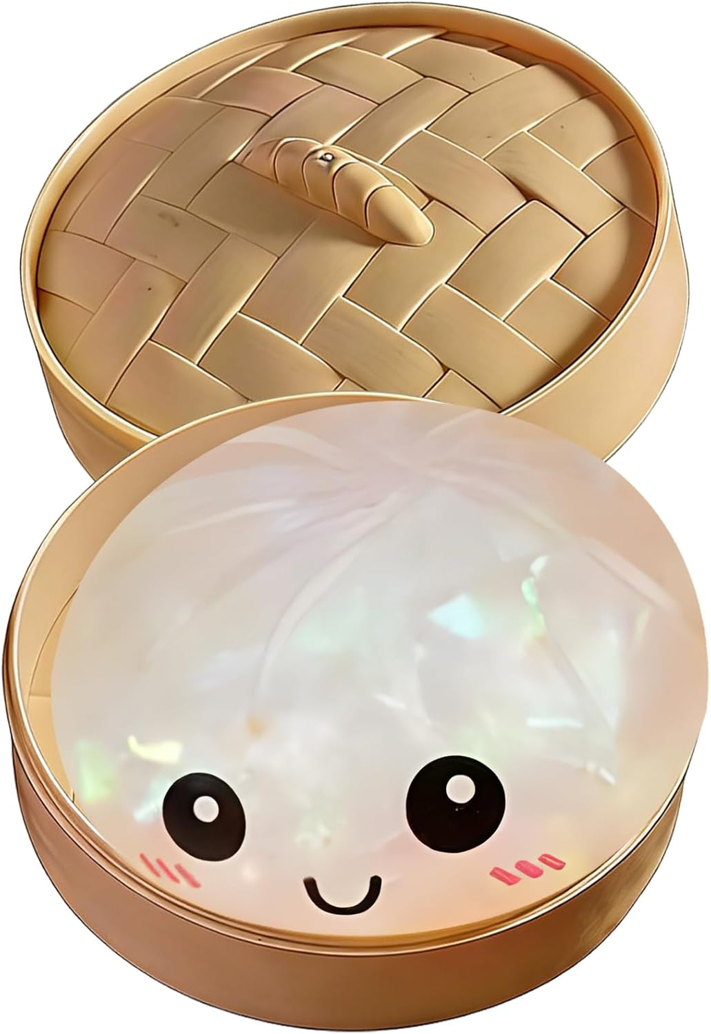 Glitter Dumpling, Glitter Dumpling Squishy with Box, Glitter Squishy Dumplings Sensory Squeeze Toy for Stress Relief (White)