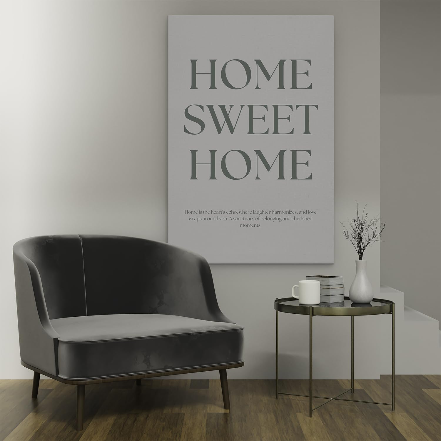 Artaza Tableau Décoration Murale Home Sweet Home - 80x120 cm - Grand - Deco Murale Citation - Impression Sur Toile Texte - Deco Chambre