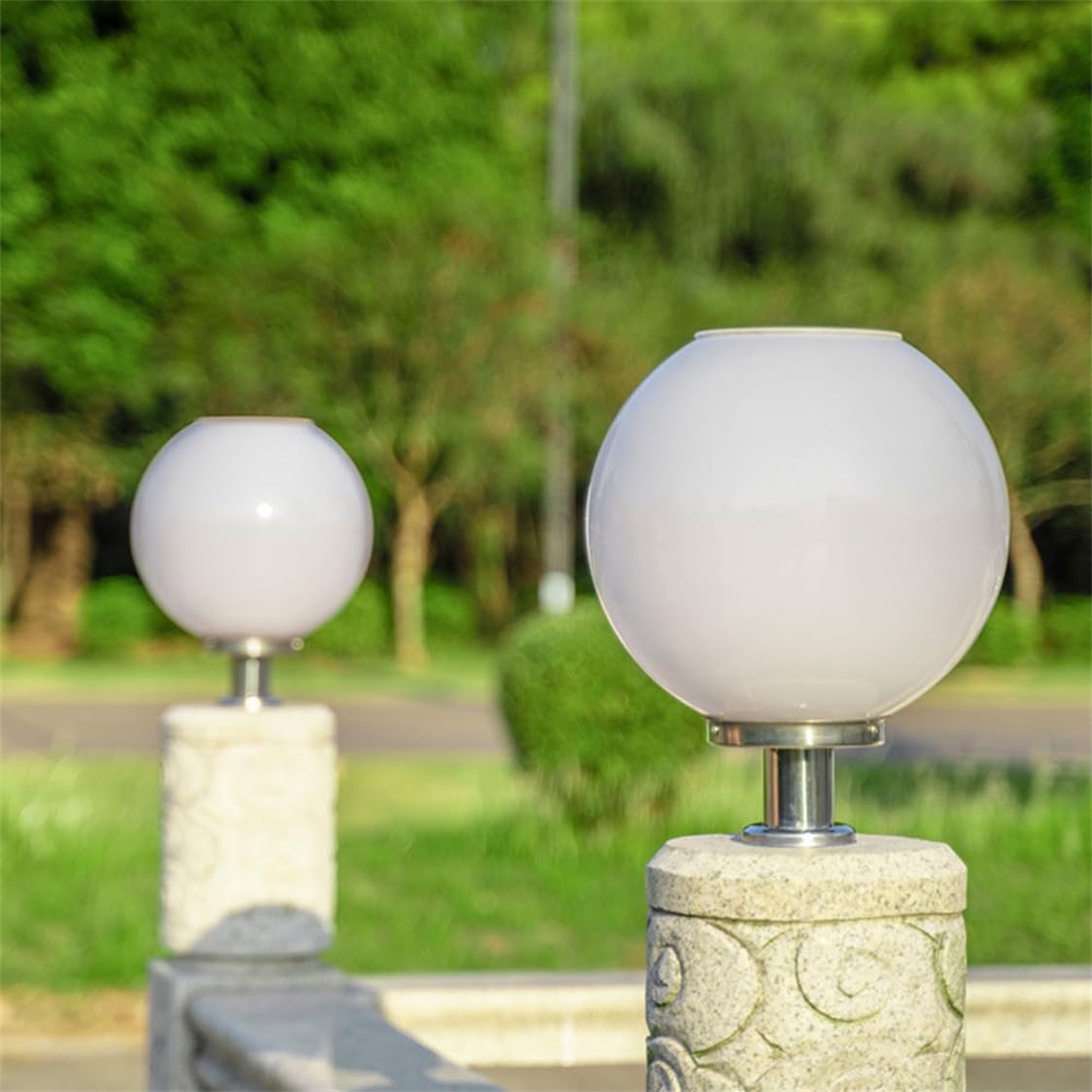 Illuminazione Solare Moderna Per Esterni Con Sfera Di Vetro Impermeabile Lampada A Colonna Solare Industriale Europea Con Base Di Montaggio Su Pilastro Apparecchi Di Illuminazione Per Patio