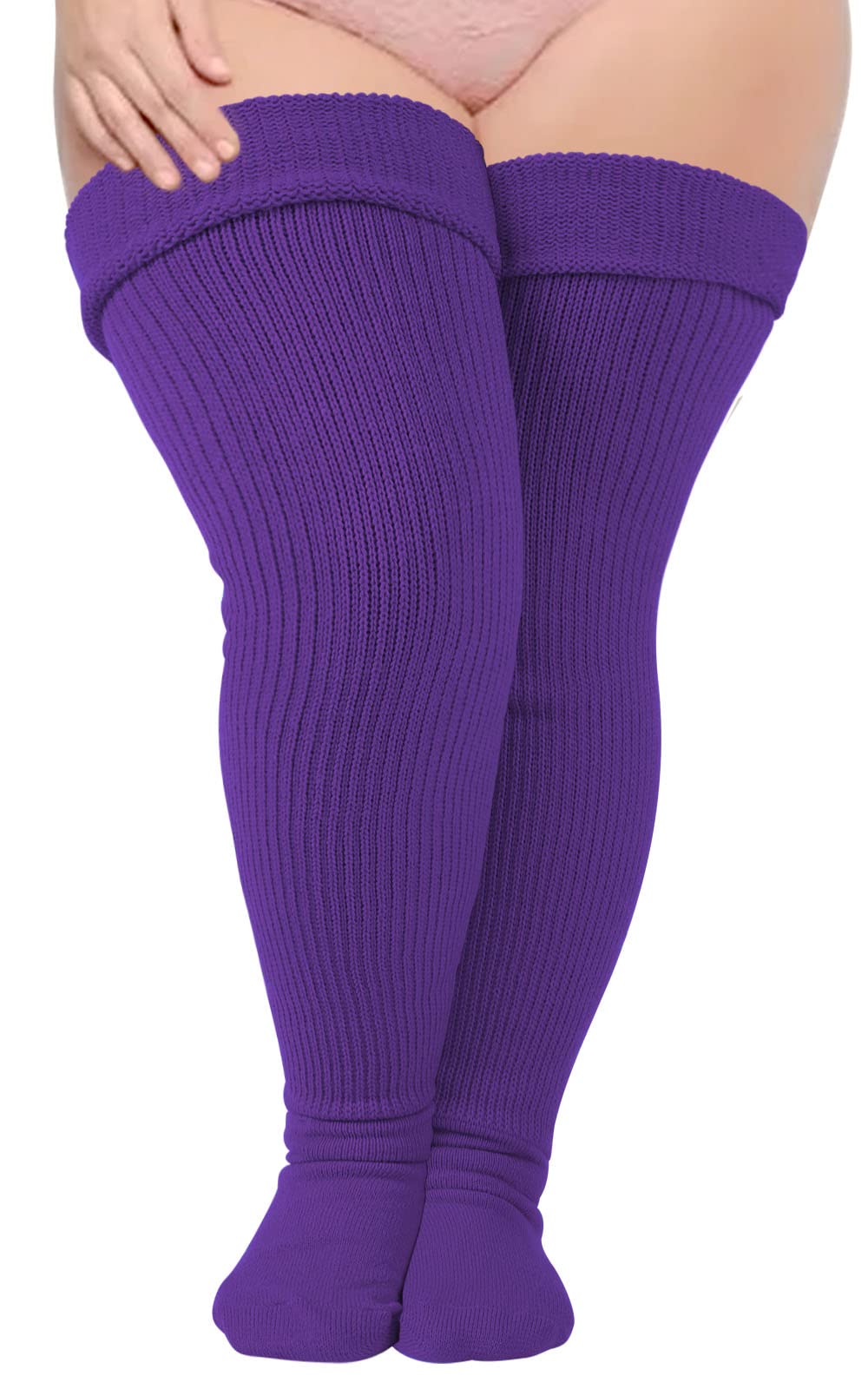 Neoviancia Plus Size Thigh High Socks for Thick Thighs Women- Thigh Highs Widened Extra Long Thick Knit Socks