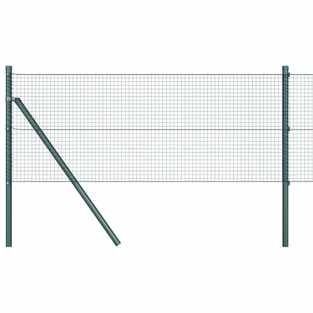 Green Steel PVC Fence Post 50 x 0.8 m 19x19 mm Mesh, Weather-Resistant Outdoor Garden Boundary Panel, Rust-Proof Powder-Coated Support Kit for Secure Backyard Enclosure