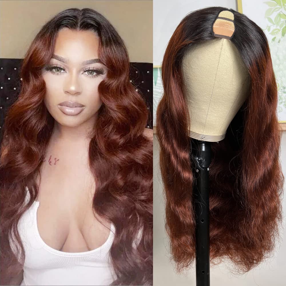 UNICE 10A Ombre Reddish Brown Body Wave U Part Human Hair