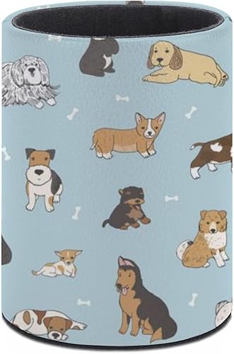 Miniatura 6 de XUWU Lindo cachorro perro lápiz titular organizador lindo lápiz taza escritorio decoración maquillaje cepillo soporte PU multifuncional oficina