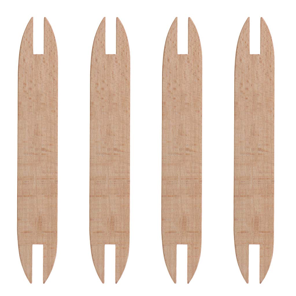 4pcs Natural Wooden Shuttles Weaving Sticks Weaving Accessory Bundle for Knitted