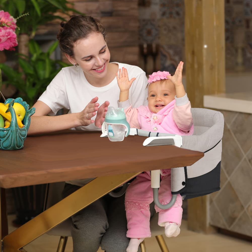Hook On Chair, Fast Clip-on High Chair, Portable Table High Chair for Home and Going Out (Grey)